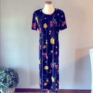 Jessica Howard Blue floral  Midi Dress Short Sleeve Crew Neck back waist tie 12